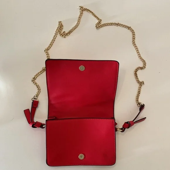 Chic crossbody red Zara bag with gold chain + gold bug detail. - Picture 2 of 7